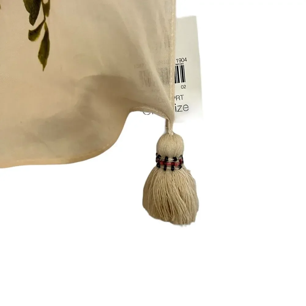 J.JILL FLORAL SQUARE SCARF WITH TASSELS NEW WITH TAGS